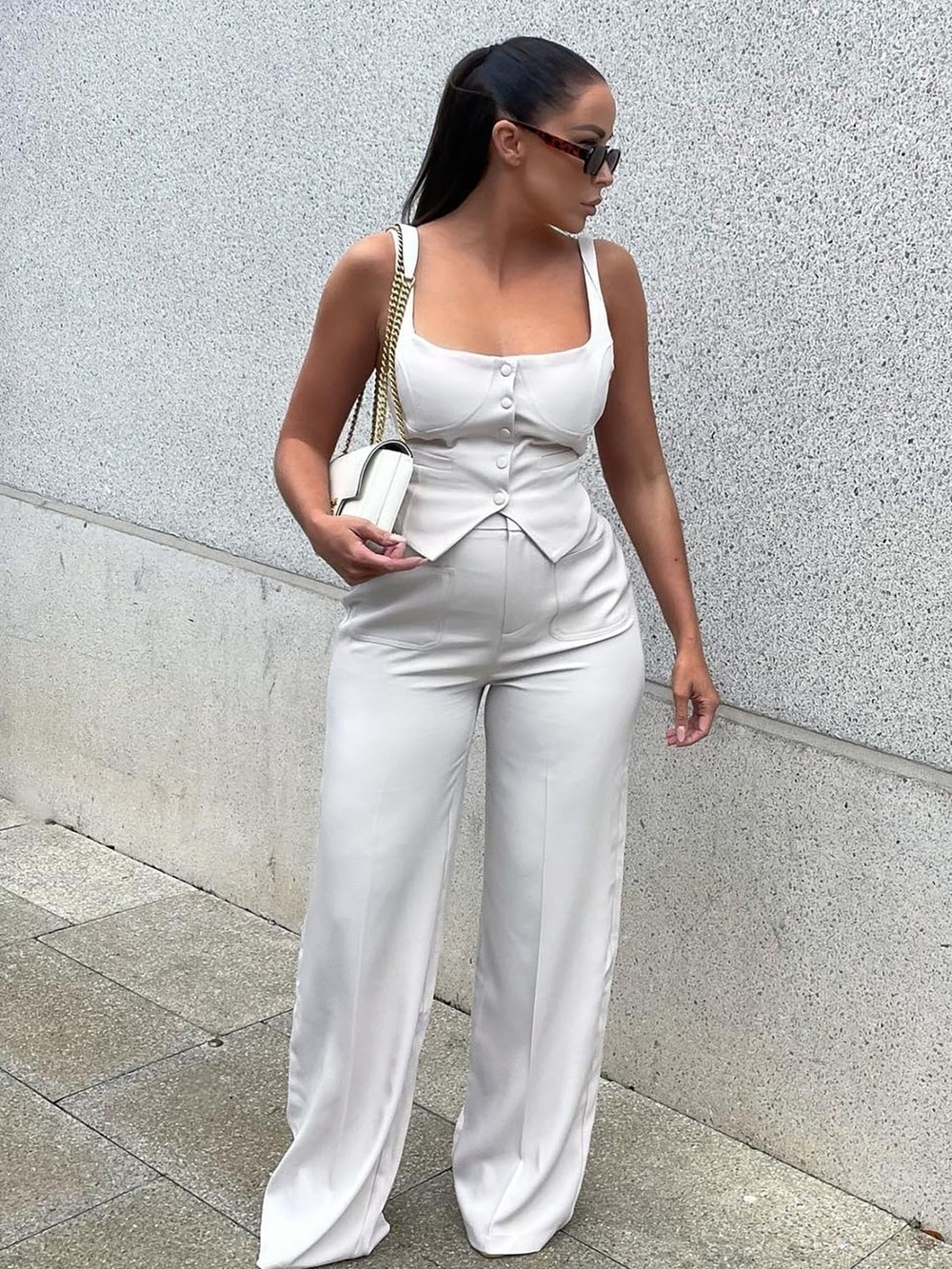 That Girl Vest Cream Pants Set